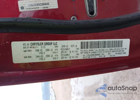 2012 Jeep Compass Latitude z USA, uszkodzony, nr VIN 1C4NJDEB0CD604049